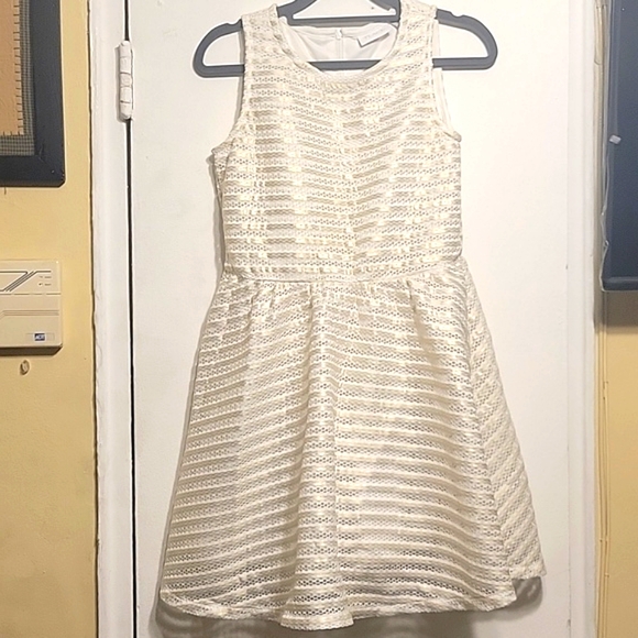 Elegant White/Cream Crochet Kids Dress Size XL-14 By PLACE - Picture 2 of 16